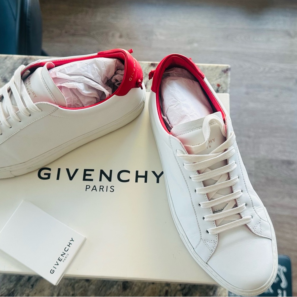 Givenchy White and Red Sneakers